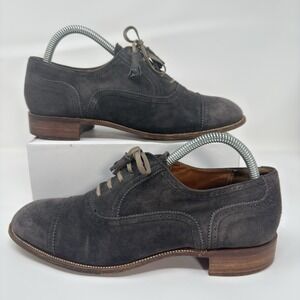 Vintage Winstanley Suede Brogue Oxford Cap Toe Mens 7.5B Women 9B Gray Ireland